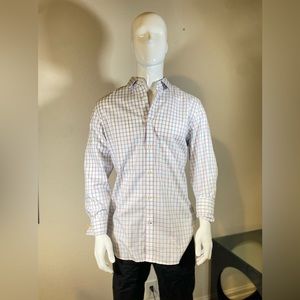 Banana Republic Slim Fit Button-Up Checkered XL Color:Purple and White